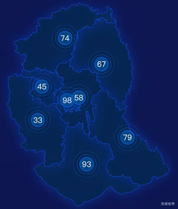 echarts长春市双阳区geoJson地图圆形波纹状气泡图