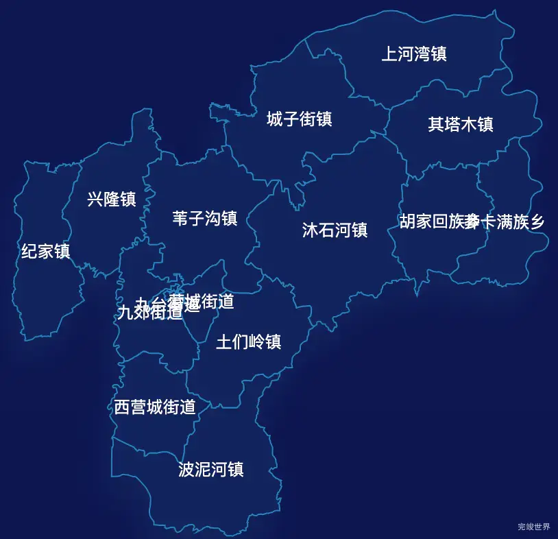 echarts长春市九台区geoJson地图地图下钻展示