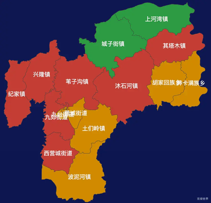 echarts长春市九台区geoJson地图定义颜色