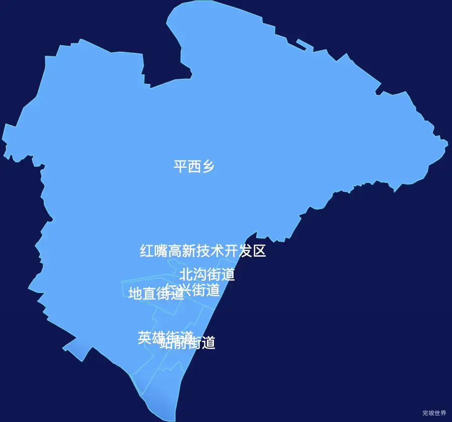 echarts四平市铁西区geoJson地图全局颜色渐变