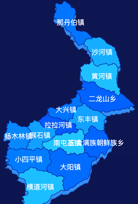 echarts辽源市东丰县geoJson地图 visualMap控制地图颜色实例代码 - 完竣世界