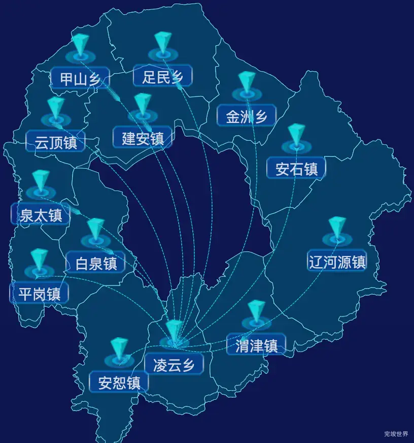 echarts辽源市东辽县geoJson地图label自定义样式