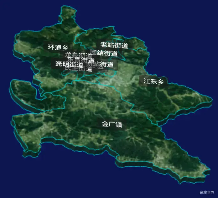 threejs通化市东昌区geoJson地图3d地图自定义贴图加CSS3D标签