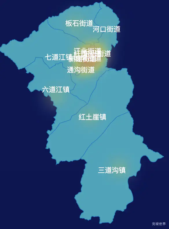 echarts白山市浑江区geoJson地图热力图