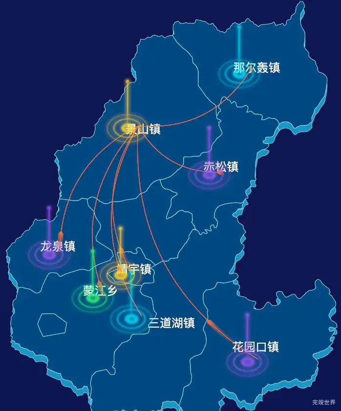 echarts白山市靖宇县geoJson地图迁徙图