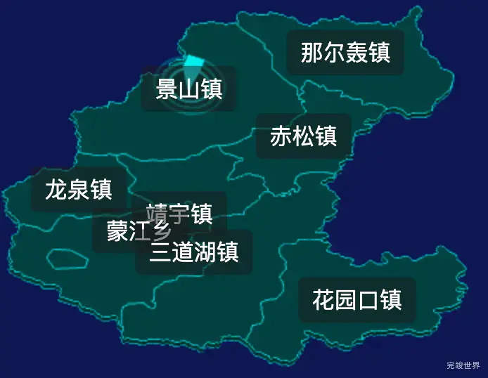 threejs白山市靖宇县geoJson地图3d地图CSS2D外加旋转棱锥