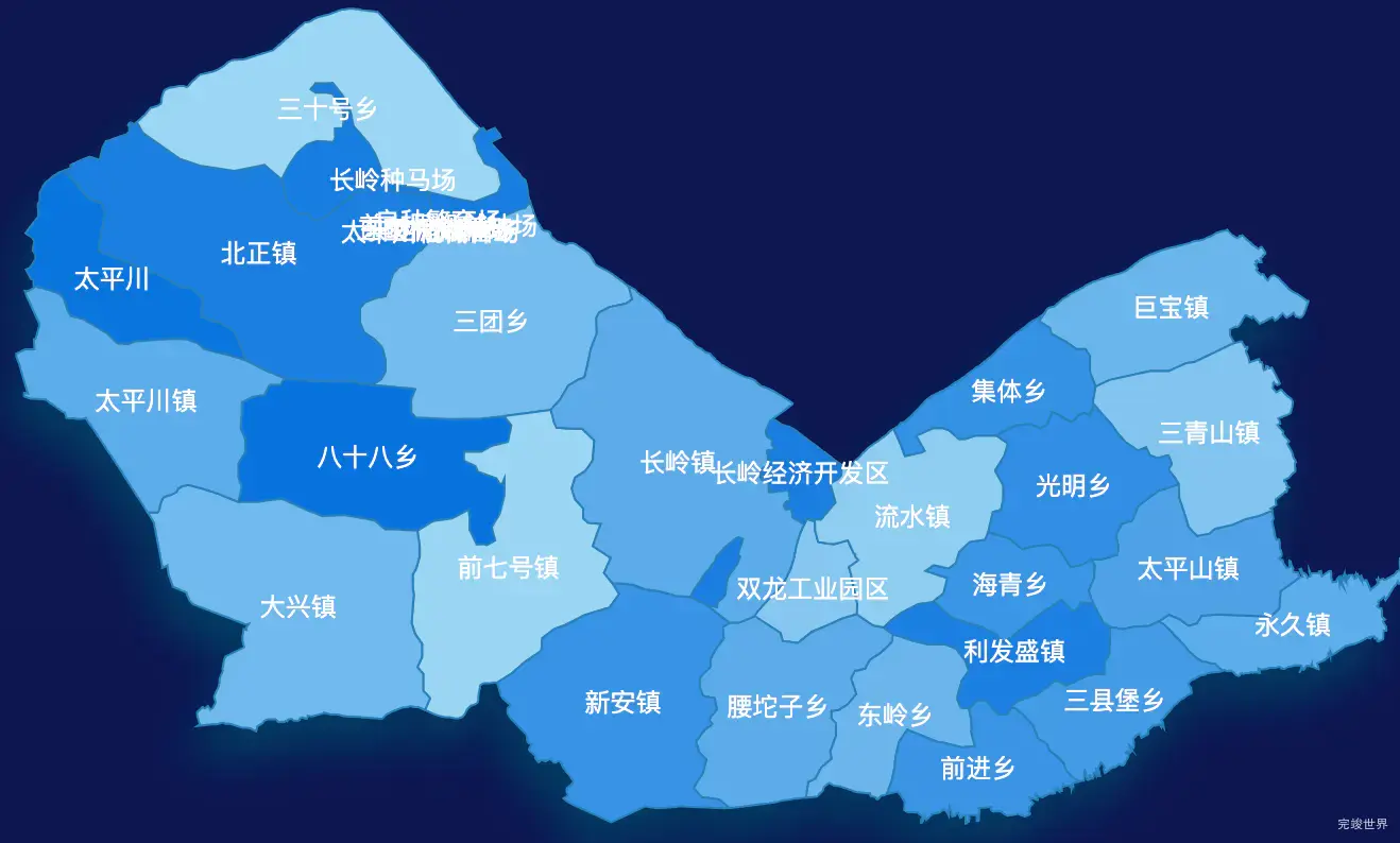 echarts松原市长岭县geoJson地图 tooltip轮播