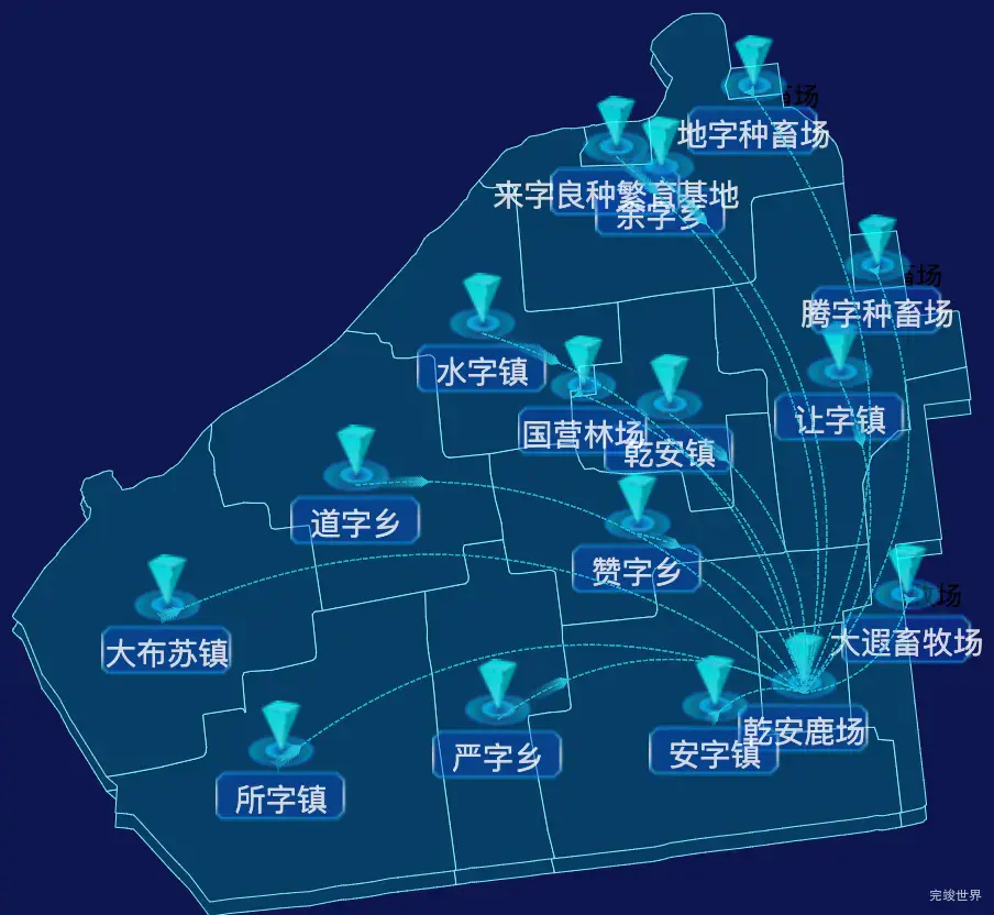 echarts松原市乾安县geoJson地图label自定义样式