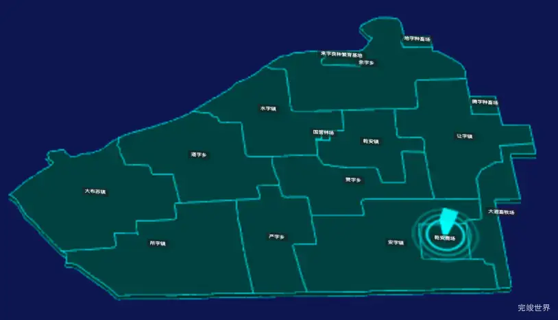 threejs松原市乾安县geoJson地图3d地图添加旋转棱锥