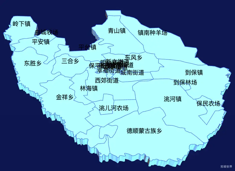 echarts白城市洮北区geoJson地图3d地图