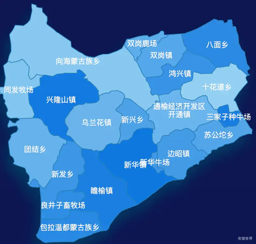 echarts白城市通榆县geoJson地图 tooltip轮播