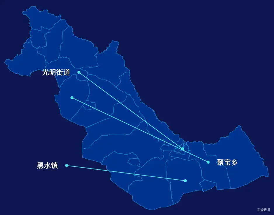 echarts白城市洮南市geoJson地图自定义引导线