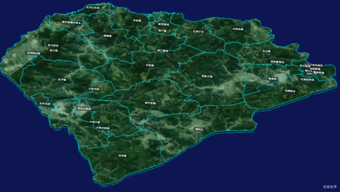 threejs白城市大安市geoJson地图3d地图CSS3D标签