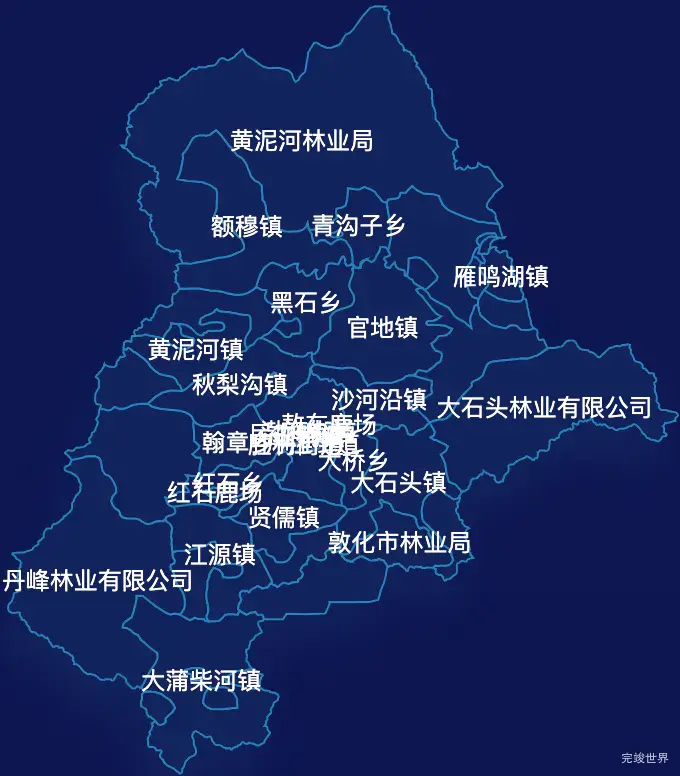 echarts延边朝鲜族自治州敦化市geoJson地图地图下钻展示