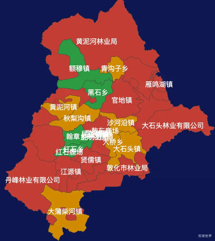 echarts延边朝鲜族自治州敦化市geoJson地图定义颜色