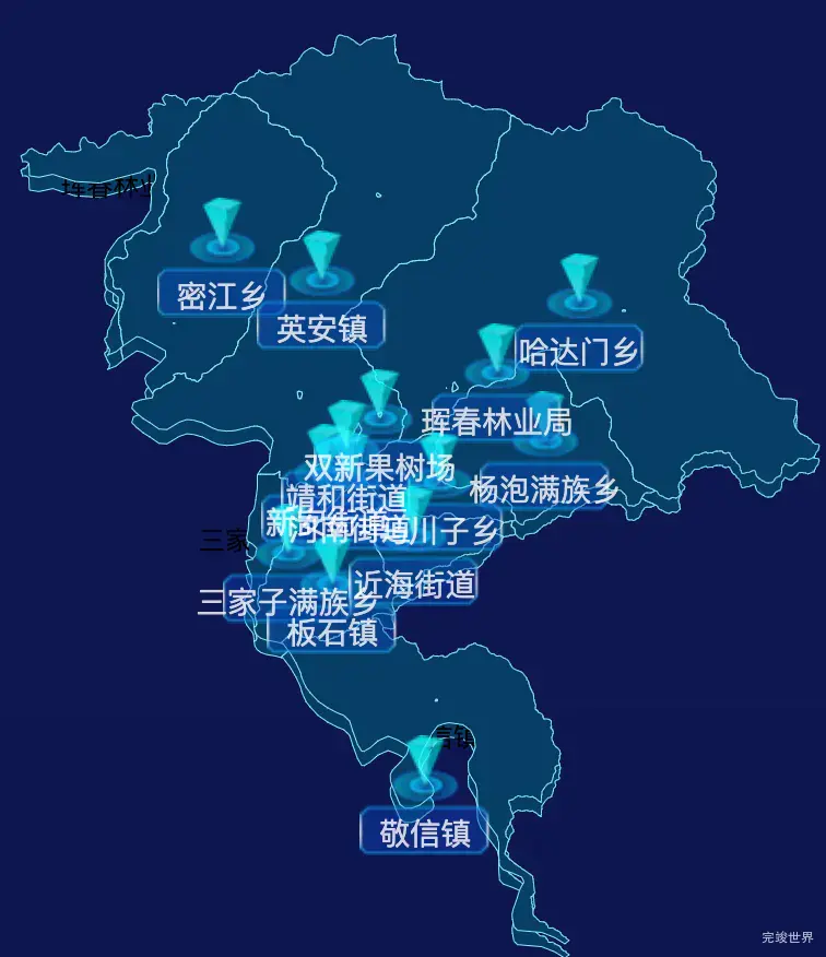 echarts延边朝鲜族自治州珲春市geoJson地图点击跳转到指定页面