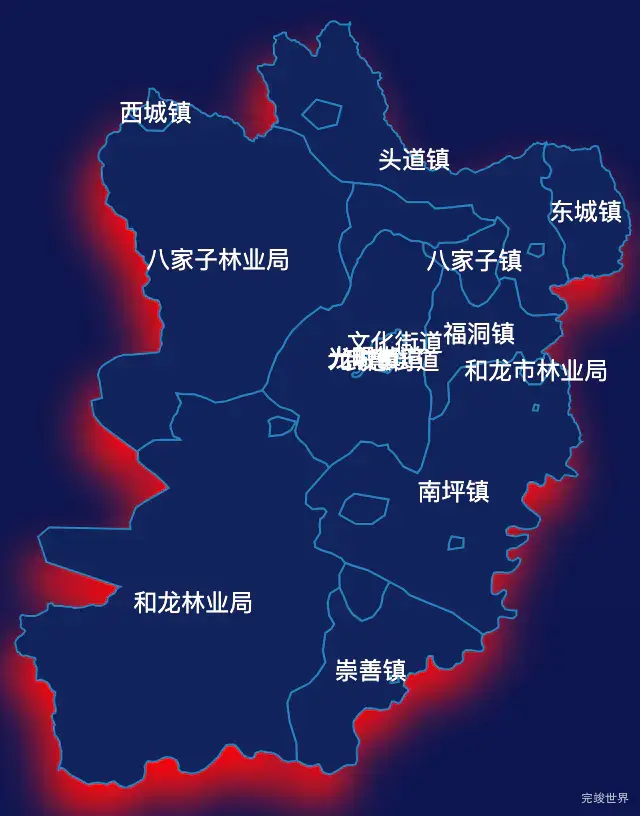 echarts延边朝鲜族自治州和龙市geoJson地图阴影