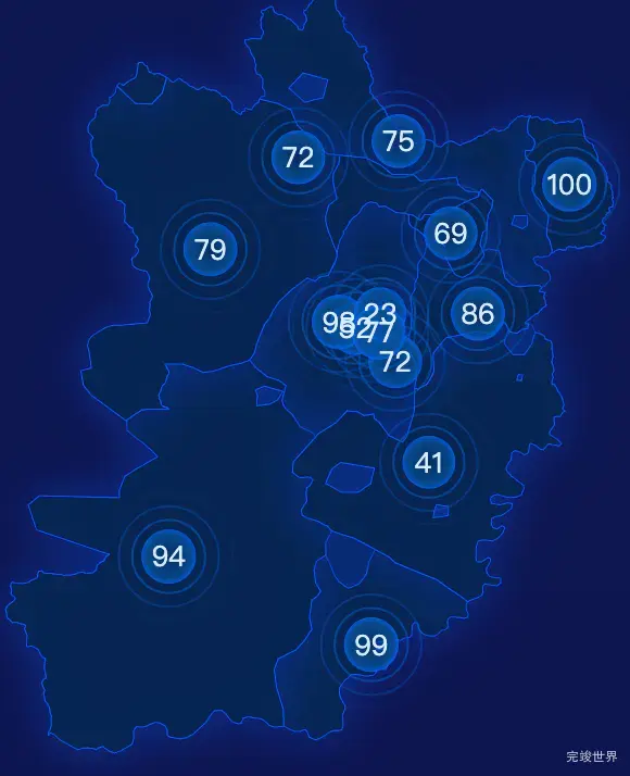 echarts延边朝鲜族自治州和龙市geoJson地图圆形波纹状气泡图