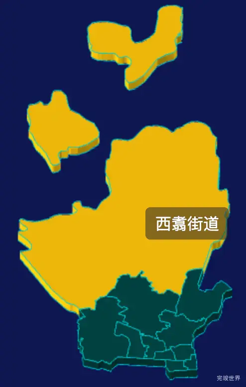 threejs昆明市五华区geoJson地图3d地图指定区域闪烁