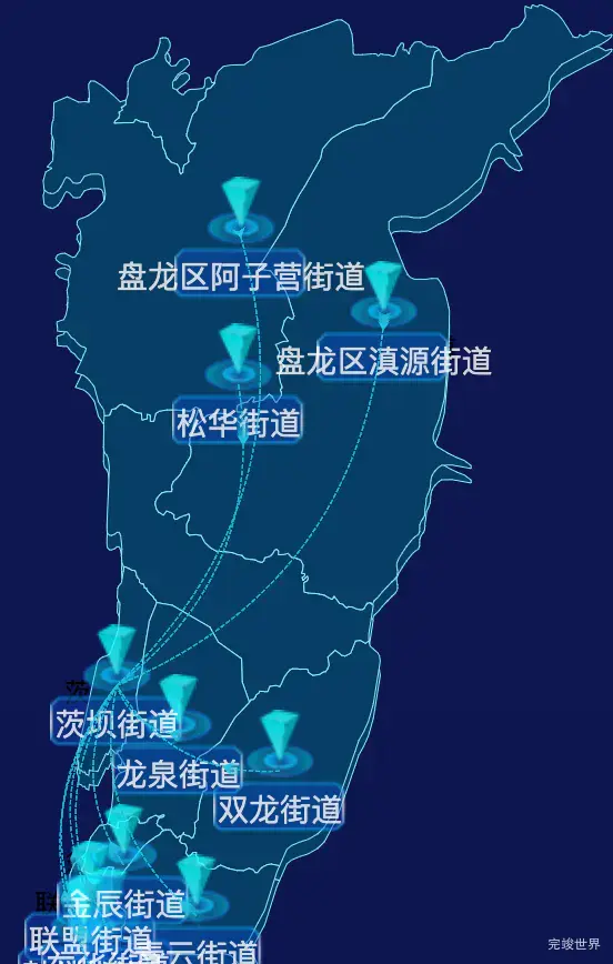 echarts昆明市盘龙区geoJson地图label自定义样式