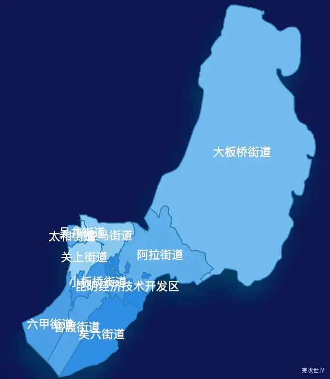 echarts昆明市官渡区geoJson地图 tooltip轮播