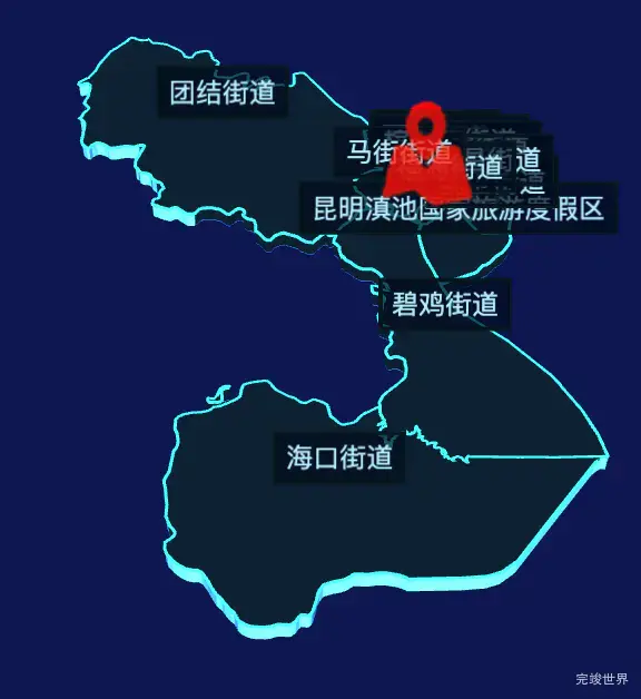 echarts昆明市西山区geoJson地图3d地图自定义图标