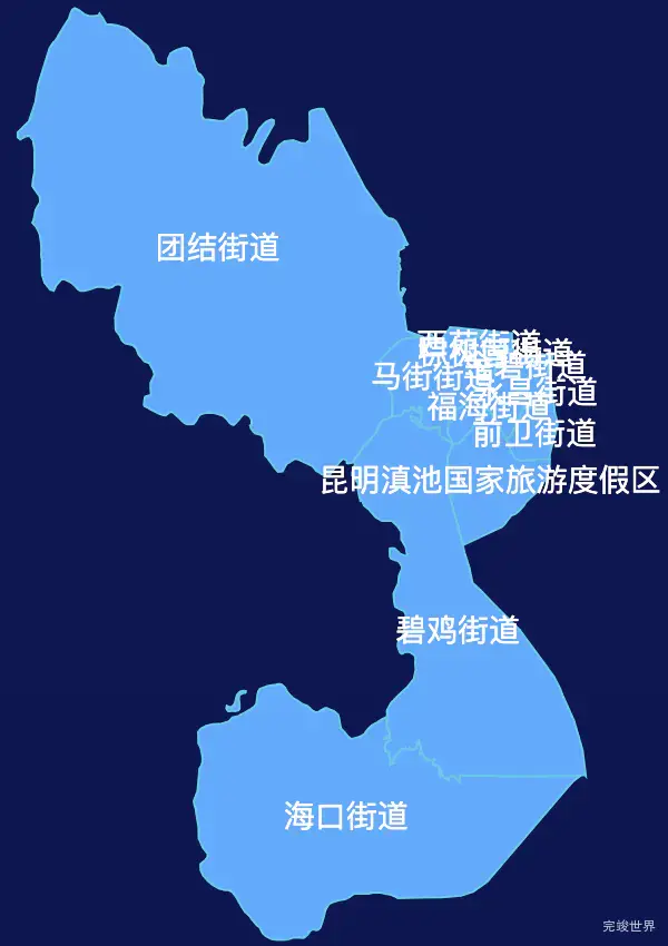 echarts昆明市西山区geoJson地图全局颜色渐变