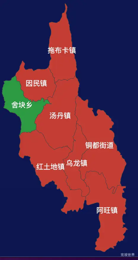 echarts昆明市东川区geoJson地图定义颜色