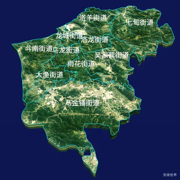 threejs昆明市呈贡区geoJson地图3d地图