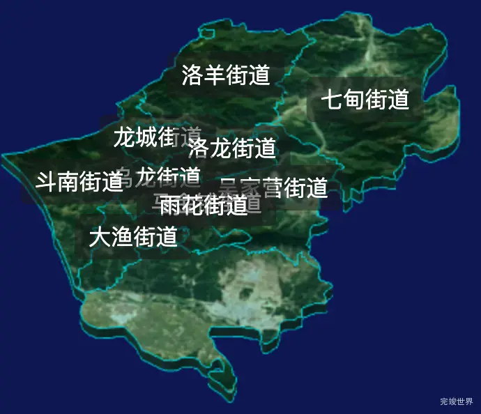 threejs昆明市呈贡区geoJson地图3d地图自定义贴图加CSS2D标签