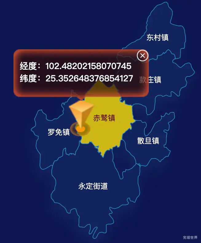 echarts昆明市富民县geoJson地图点击地图获取经纬度