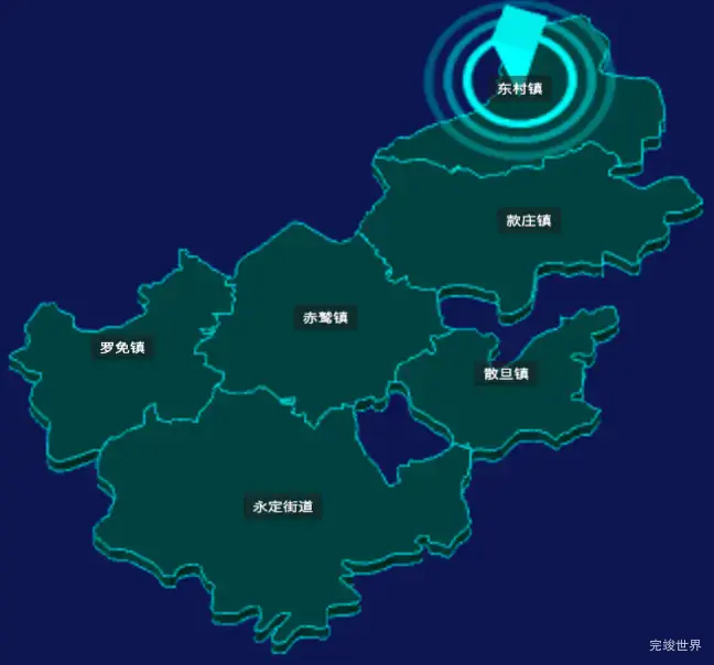 threejs昆明市富民县geoJson地图3d地图添加旋转棱锥