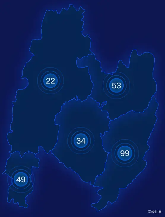 echarts昆明市石林彝族自治县geoJson地图圆形波纹状气泡图