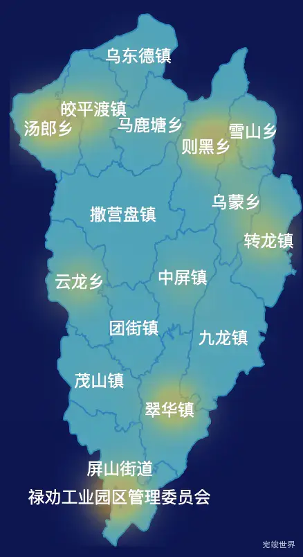 echarts昆明市禄劝彝族苗族自治县geoJson地图热力图