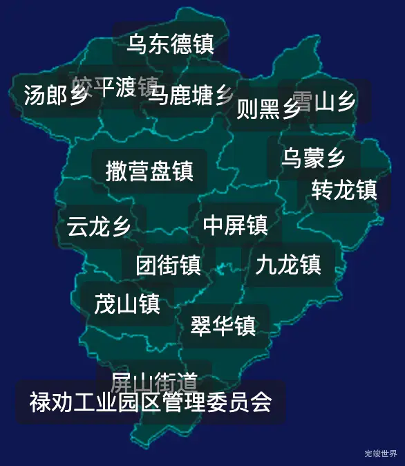 threejs昆明市禄劝彝族苗族自治县geoJson地图3d地图