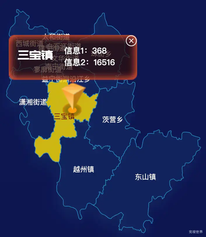 echarts曲靖市麒麟区geoJson地图点击弹出自定义弹窗