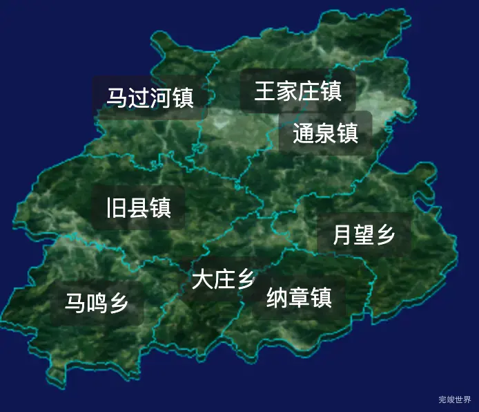 threejs曲靖市马龙区geoJson地图3d地图css2d标签