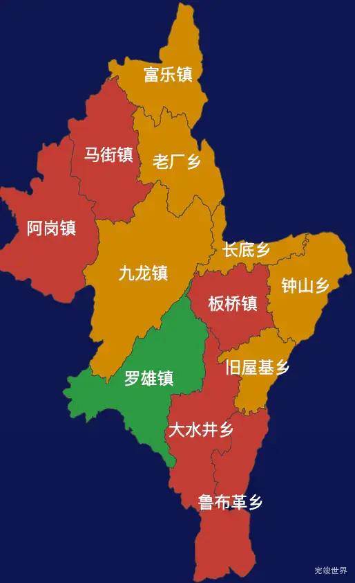 echarts曲靖市罗平县geoJson地图定义颜色