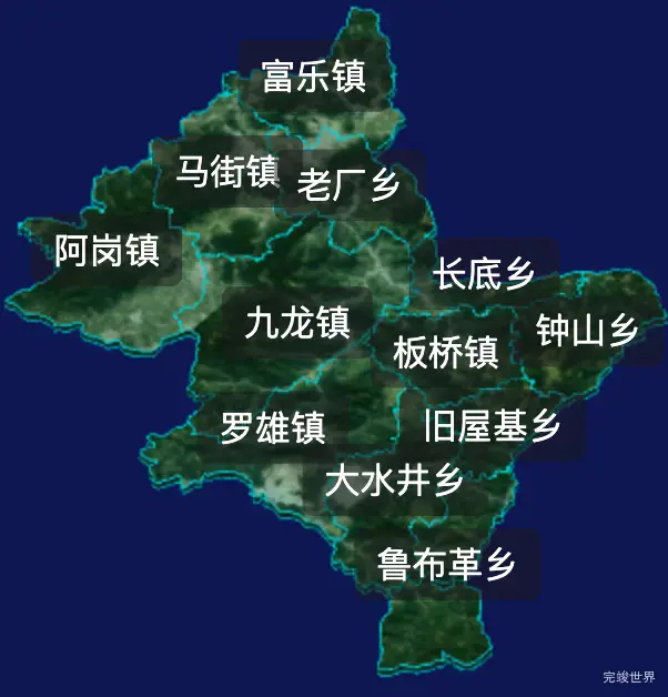 threejs曲靖市罗平县geoJson地图3d地图自定义贴图加CSS2D标签