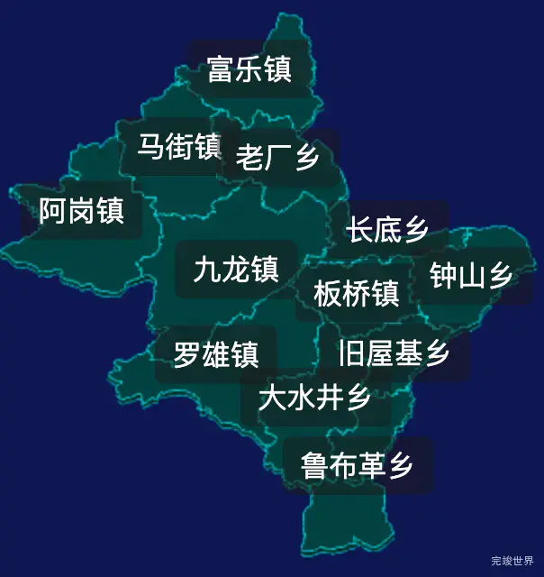 threejs曲靖市罗平县geoJson地图3d地图css2d标签