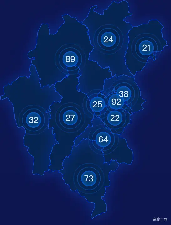 echarts玉溪市红塔区geoJson地图圆形波纹状气泡图