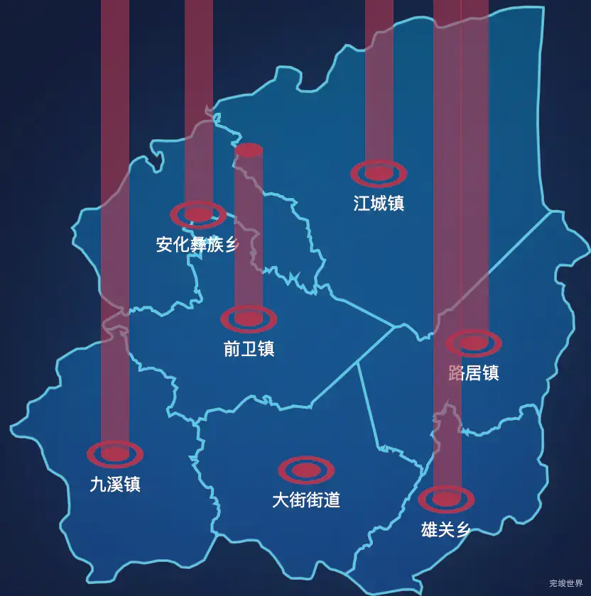 echarts玉溪市江川区geoJson地图添加柱状图