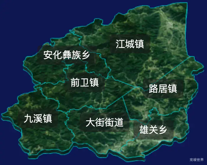 threejs玉溪市江川区geoJson地图3d地图css2d标签