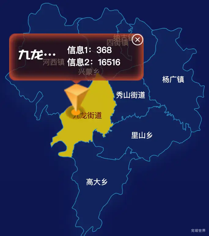 echarts玉溪市通海县geoJson地图点击弹出自定义弹窗