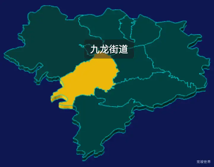 threejs玉溪市通海县geoJson地图3d地图鼠标移入显示标签并高亮