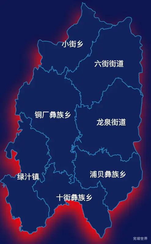 echarts玉溪市易门县geoJson地图阴影