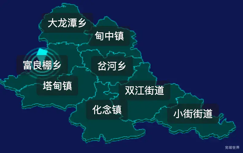 threejs玉溪市峨山彝族自治县geoJson地图3d地图CSS2D外加旋转棱锥