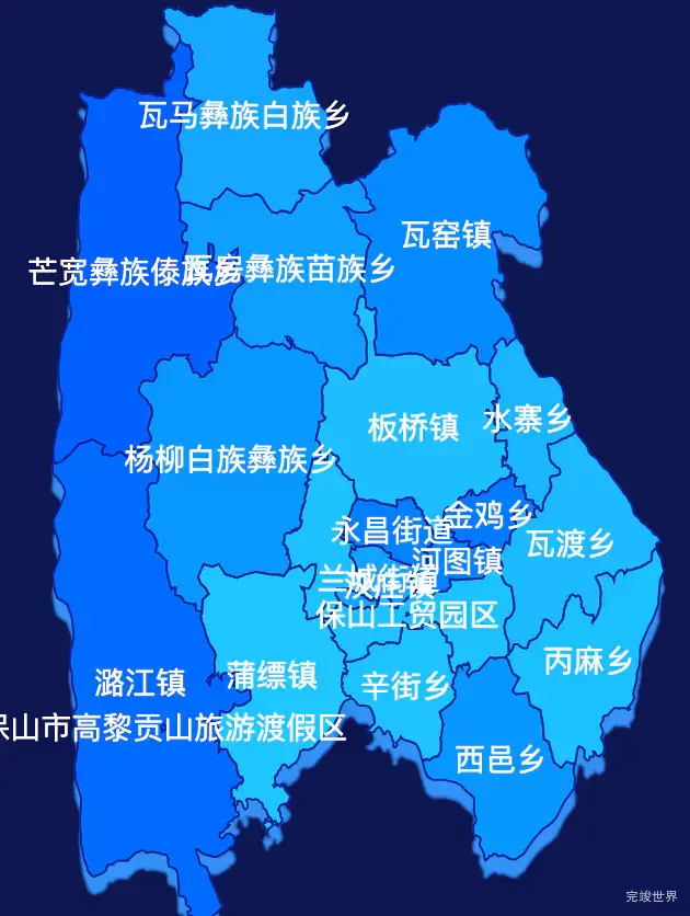 echarts保山市隆阳区geoJson地图 visualMap控制地图颜色