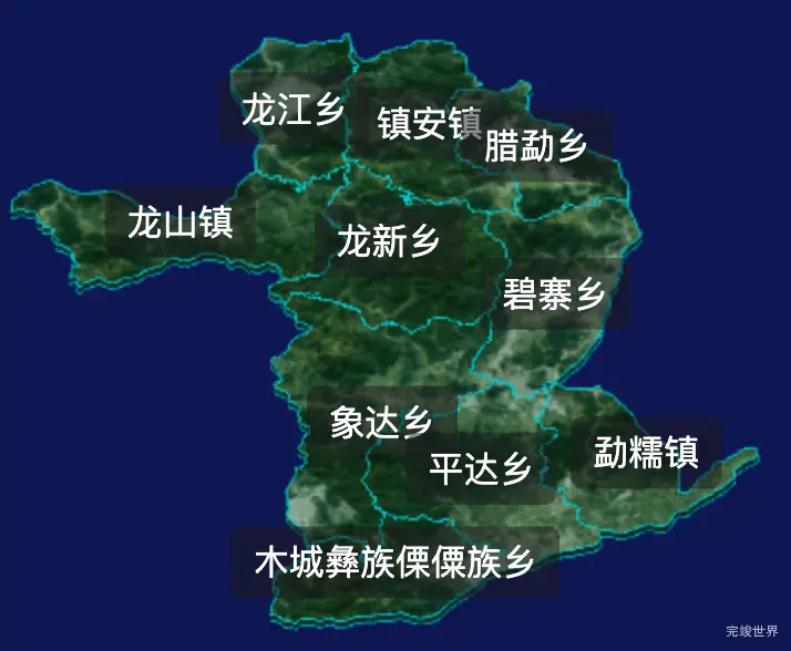 threejs保山市龙陵县geoJson地图3d地图自定义贴图加CSS2D标签