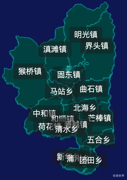 threejs保山市腾冲市geoJson地图3d地图CSS2D外加旋转棱锥